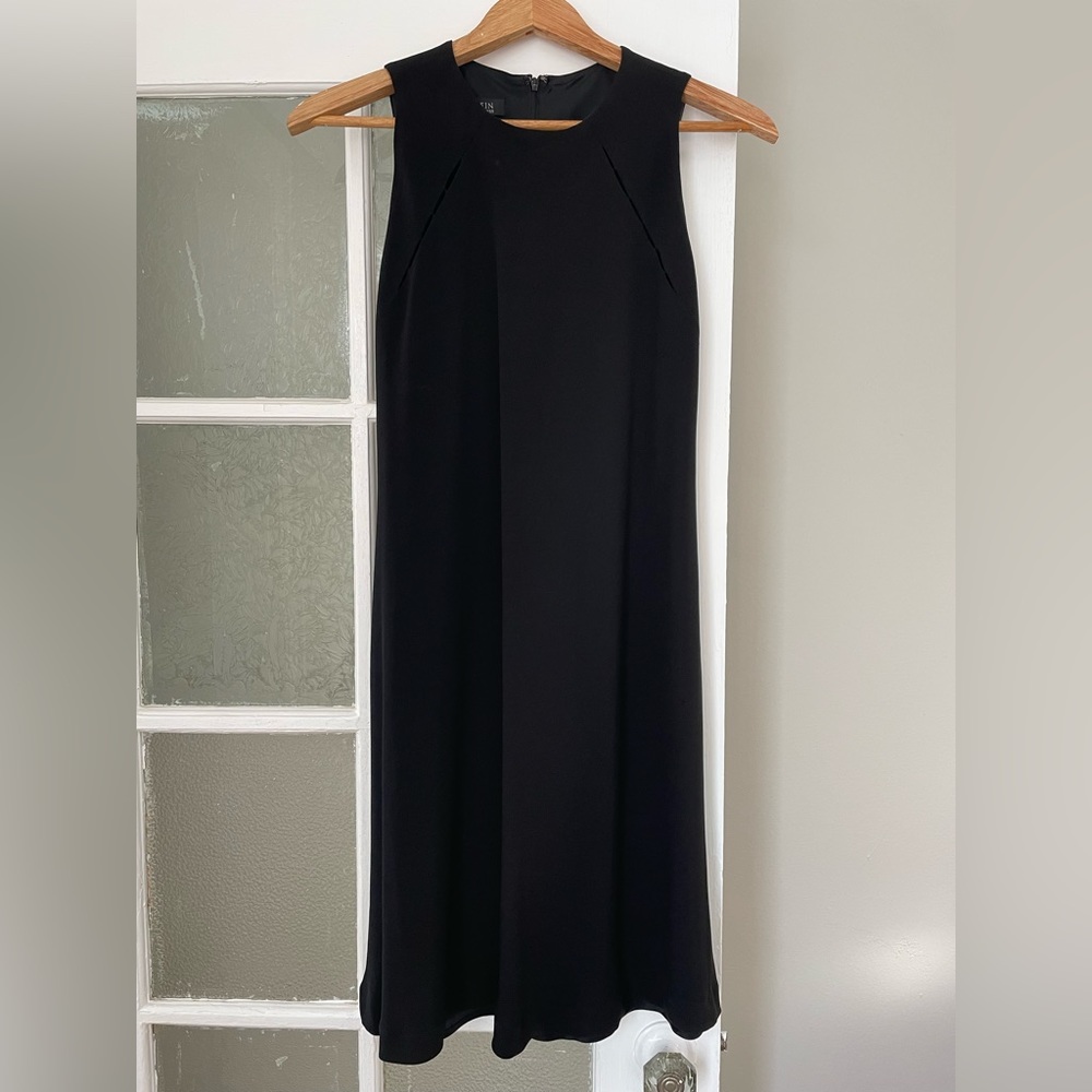 Anne Klein little black dress bias cut flounce hem size 2